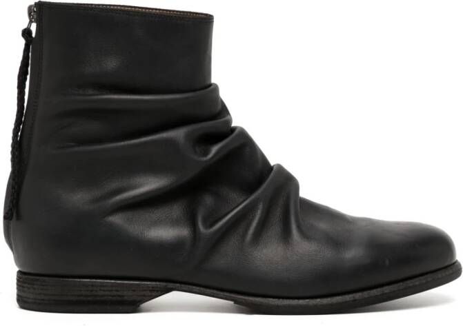 Yohji Yamamoto pleat-detail leather boots Black