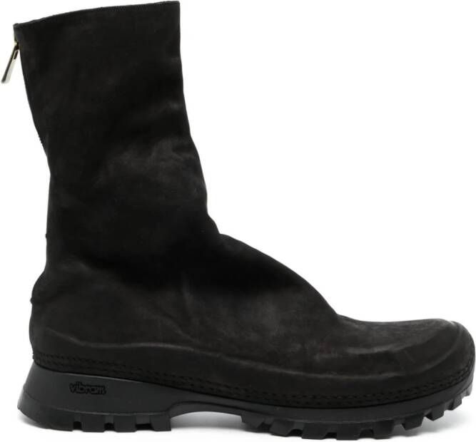 Yohji Yamamoto round-toe leather boots Black