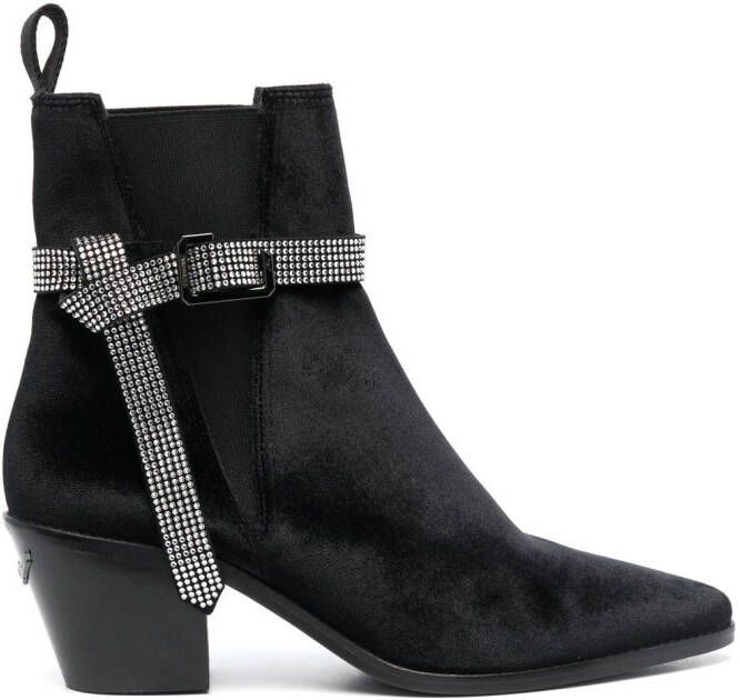 Zadig&Voltaire crystal-embellished 70mm velvet boots Black