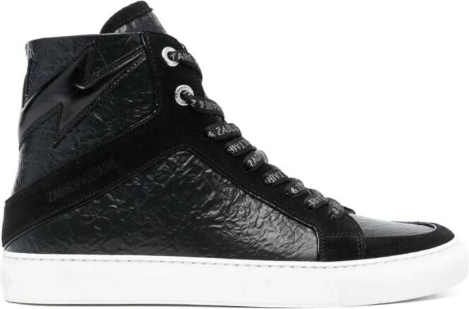 Zadig&Voltaire High Lash crinkled-finish leather sneakers Black