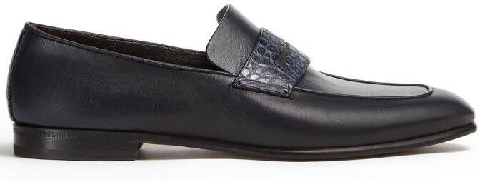 Zegna crocodile-embossed detail loafers Blue