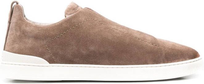 Zegna Triple Stitch slip-on sneakers Brown