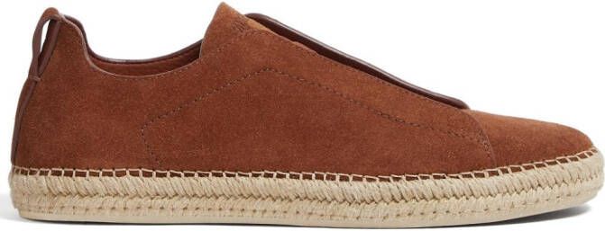 Zegna Triple Stitch suede espadrilles Brown