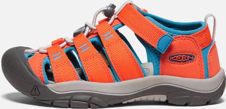 Keen Big Kids' Newport H2 Sandals Size 4 In Safety Orange Fjord Blue
