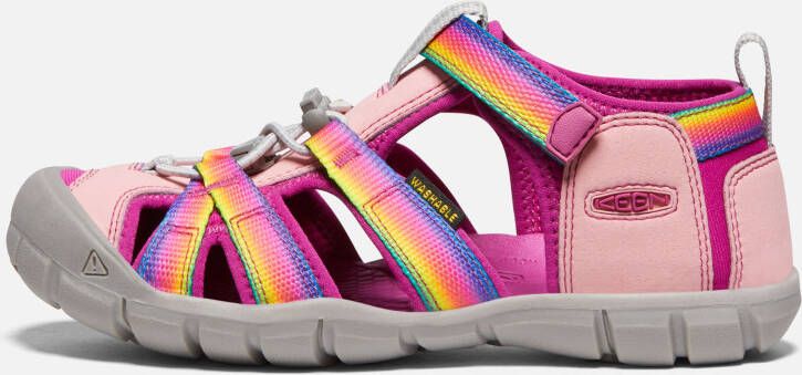 Keen Big Kids' Seacamp II CNX Sandals Size 1 In Rainbow Festival Fuchsia