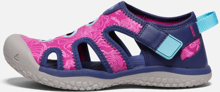 Keen Big Kids' Stingray Sandals Shoes Size 2 In Blue Depths Festival Fuchsia