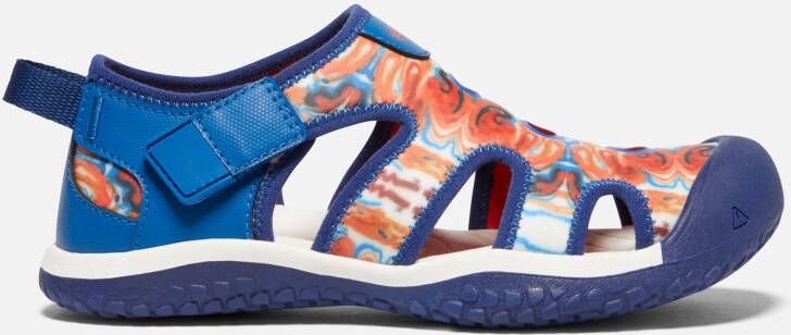 Keen Big Kids' Stingray X Outdoor Afro Sandals Size 1 In Orange Peel Blue
