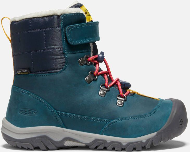 Keen Big Kids Waterproof' Greta Waterproof Boot Shoes Size 4 In Blue Coral Pink Peacock