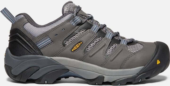 Keen Men's Lansing Low (Steel Toe) Shoes Size 11.5 Wide In Magnet Majolica Blue Water-Resistant Leather