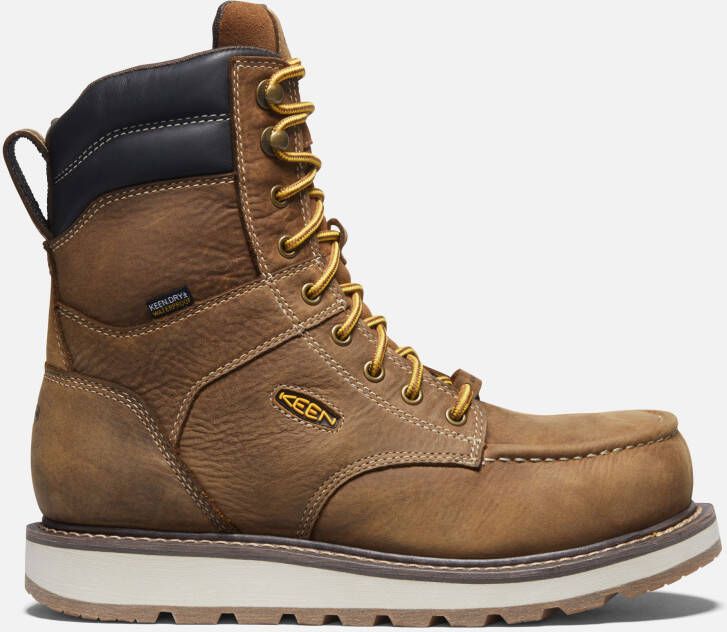 Keen Men's Waterproof Cincinnati 8" Boot (Carbon-Fiber Toe) Size 10.5 Wide In Belgian Sandshell