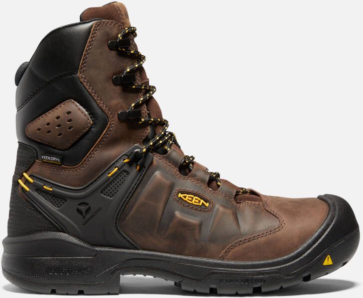 Keen Men's Waterproof Dover 8" Boot (Carbon-Fiber Toe) Size 11.5 Wide In Dark Earth Black