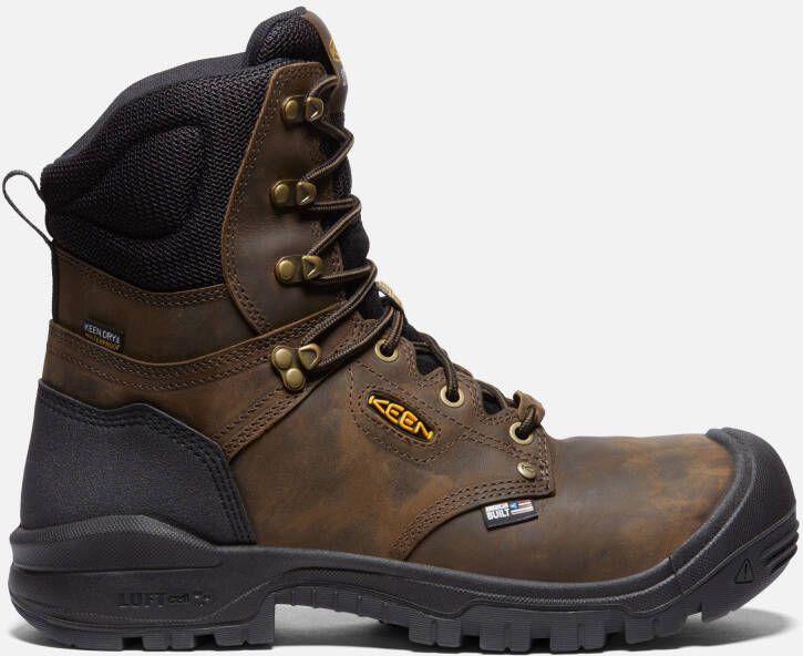 Keen Men's Waterproof Independence 8" Boot (Carbon Fiber Toe) Size 10.5 Wide In Dark Earth Black