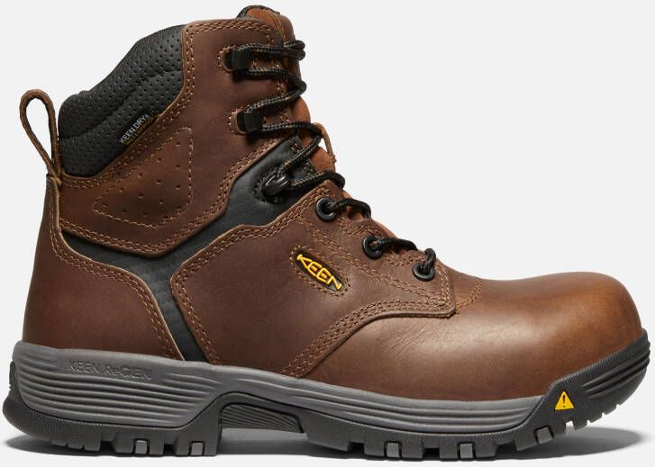 Keen Women's Waterproof Chicago 6" Boot (Carbon-Fiber Toe) Size 5 Wide In Tobacco Black