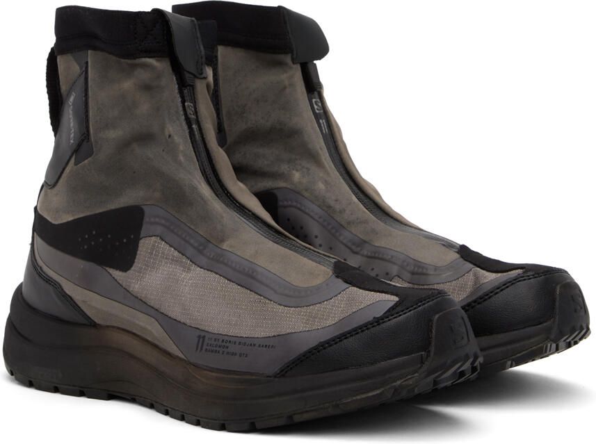 11 by Boris Bidjan Saberi Brown Salomon Edition Bamba 2 GTX High Sneakers - Picture 2