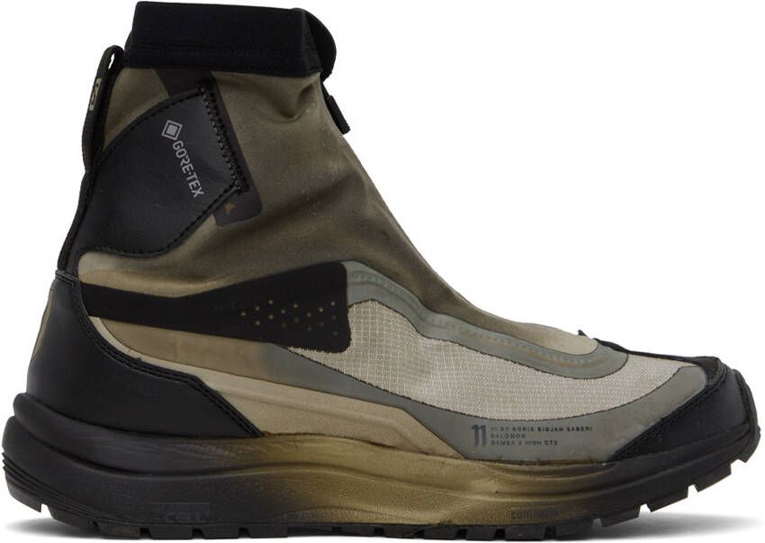 11 by Boris Bidjan Saberi Khaki & Black Salomon Edition Bamba 2 GTX High Sneakers - Picture 5