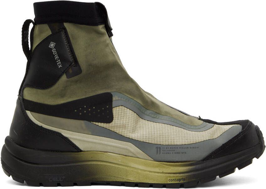 11 by Boris Bidjan Saberi Khaki & Black Salomon Edition Bamba 2 GTX High Sneakers - Picture 5