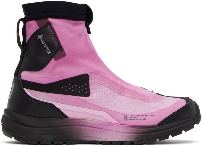 11 by Boris Bidjan Saberi Pink Salomon Edition Bamba 2 High Sneakers - Picture 5