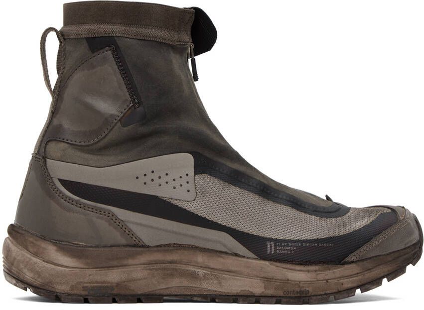 11 by Boris Bidjan Saberi Taupe Salomon Edition Bamba 2 High Sneakers - Picture 5