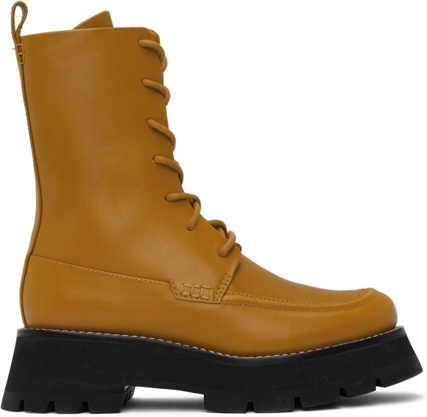 3.1 Phillip Lim Yellow Kate Lace-Up Combat Boots - Picture 5