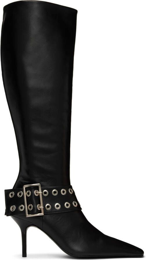 ABRA Black Big Belt Tall Boots - Picture 4