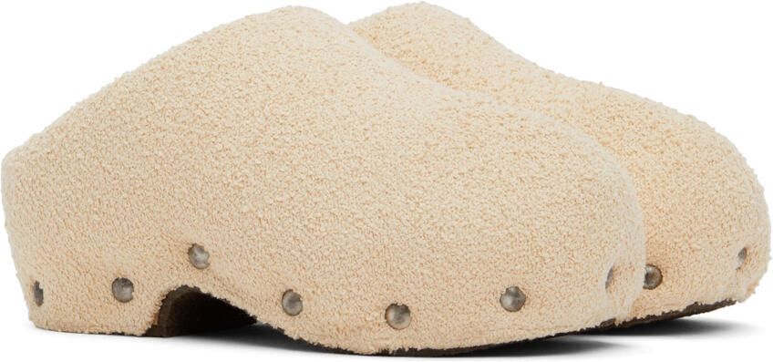 Acne Studios Beige Shearling Clogs - Picture 3