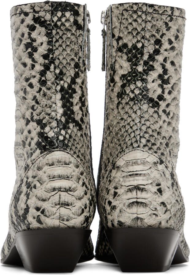 Acne Studios Beige Snake Ankle Boots - Picture 3