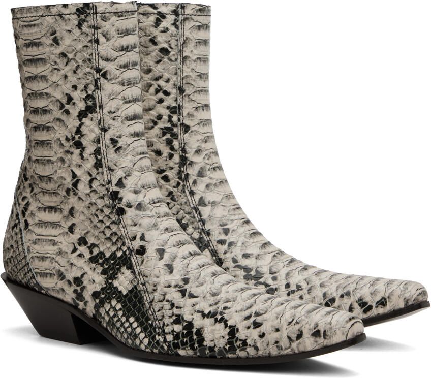 Acne Studios Beige Snake Ankle Boots