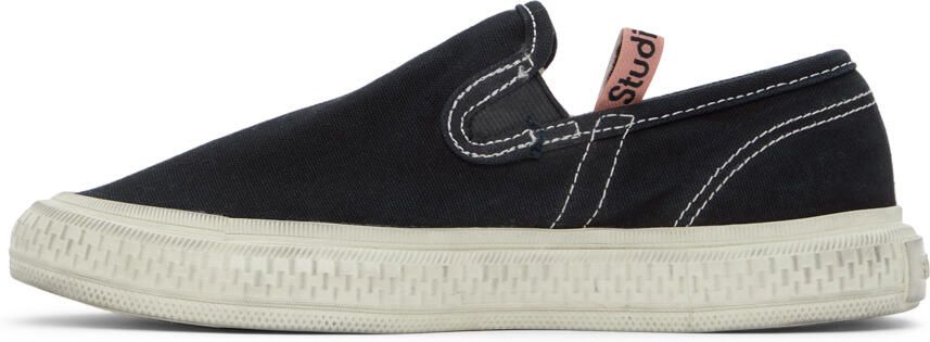 Acne Studios Black Canvas Slip-On Sneakers - Picture 4
