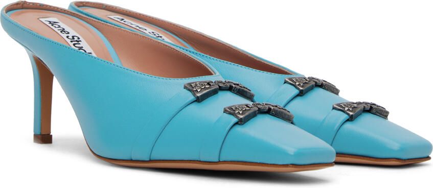 Acne Studios Blue Bow Buckle Mules - Picture 2