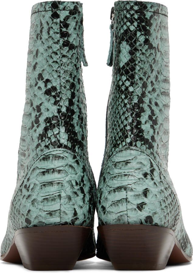 Acne Studios Blue Snake Print Ankle Boots - Picture 5