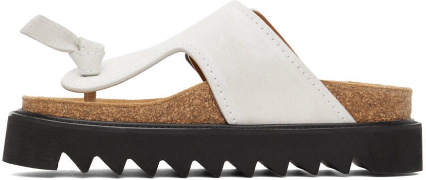 Acne Studios Off-White Leather Flat Sandals - Picture 3