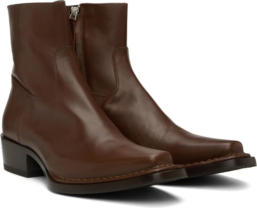 Acne Studios SSENSE Exclusive Brown Zip Boots - Picture 2