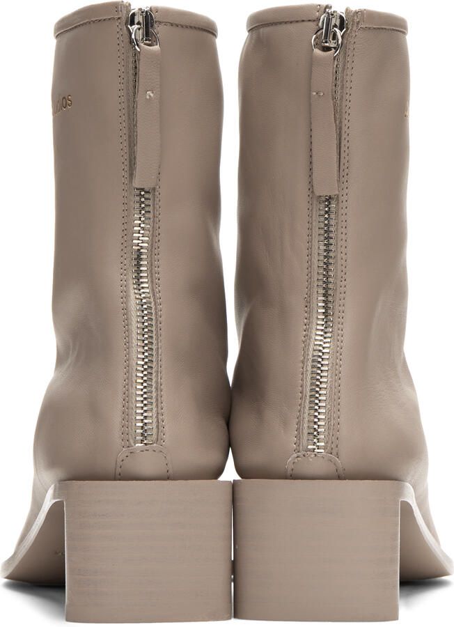 Acne Studios Taupe Branded Ankle Boots - Picture 3