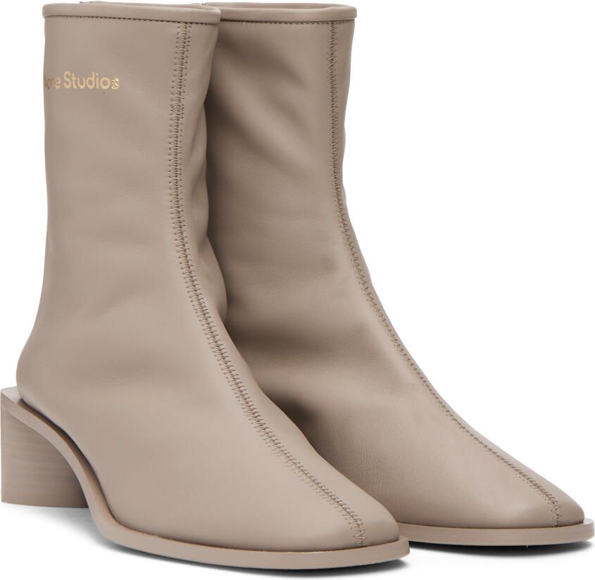 Acne Studios Taupe Branded Ankle Boots