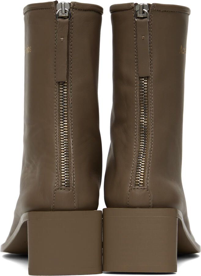 Acne Studios Taupe Branded Logo Boots - Picture 3