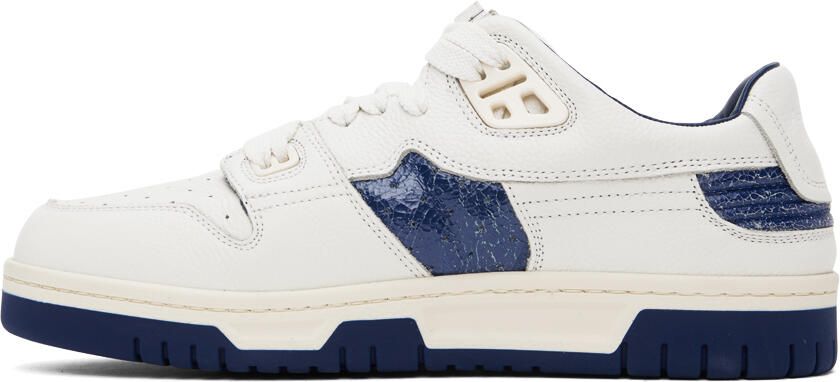 Acne Studios White & Navy Low Top Sneakers - Picture 3
