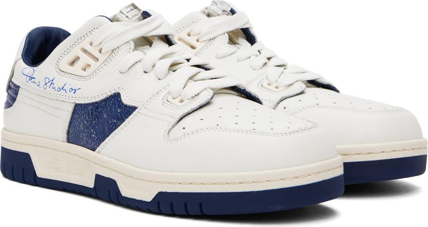 Acne Studios White & Navy Low Top Sneakers - Picture 2