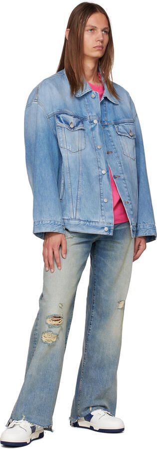 Acne Studios White & Navy Low Top Sneakers - Picture 4