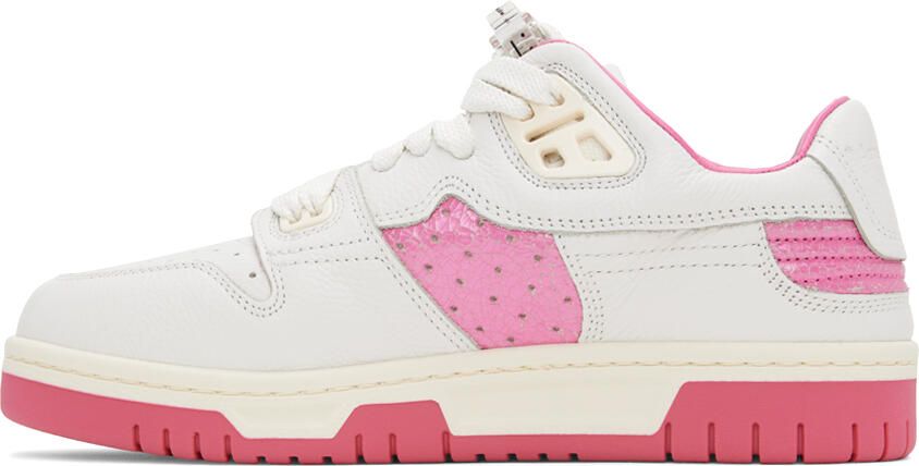 Acne Studios White & Pink Leather Low Top Sneakers - Picture 3