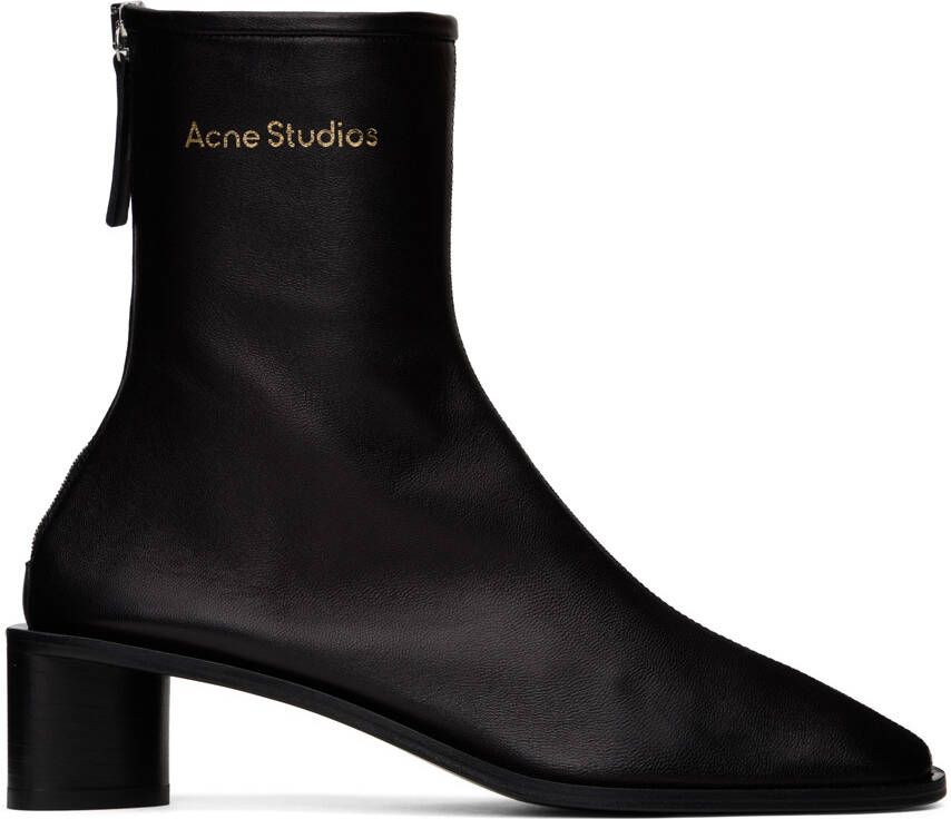 Acne Studios Black Branded Logo Boots - Picture 5