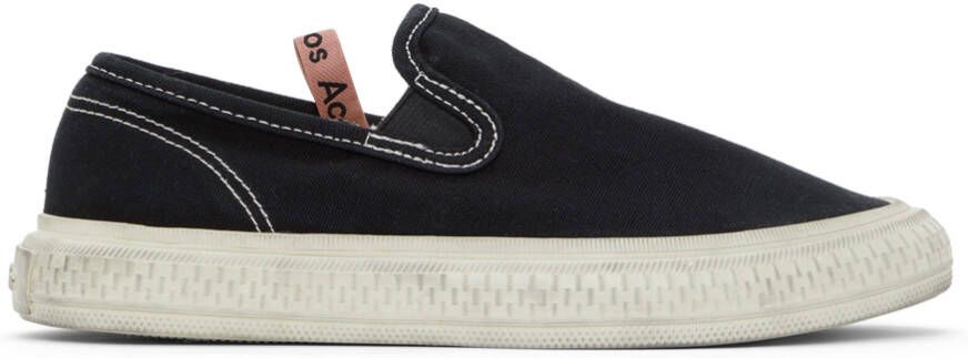 Acne Studios Black Canvas Slip-On Sneakers - Picture 3