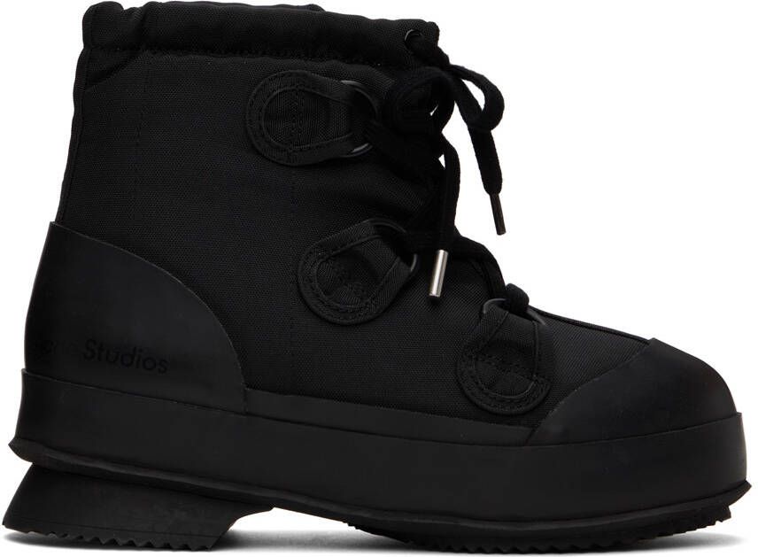 Acne Studios Black Lace-Up Ankle Boots - Picture 5