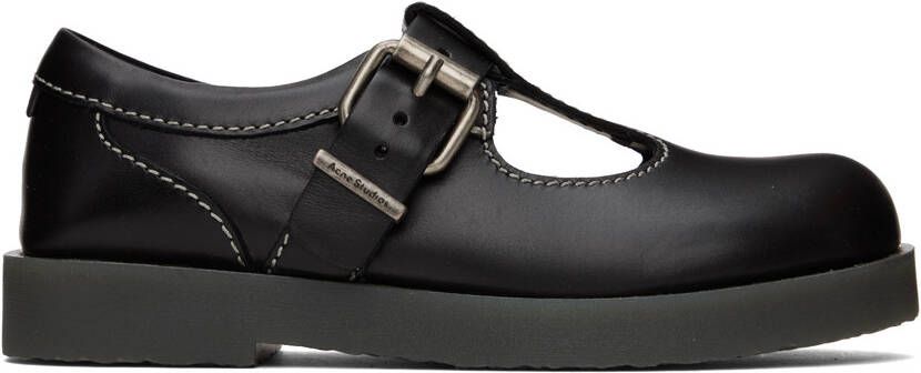 Acne Studios Black Leather Buckle Oxfords - Picture 5