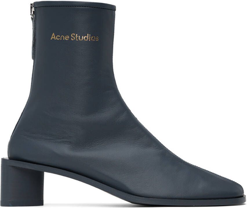 Acne Studios Blue Branded Logo Boots - Picture 5