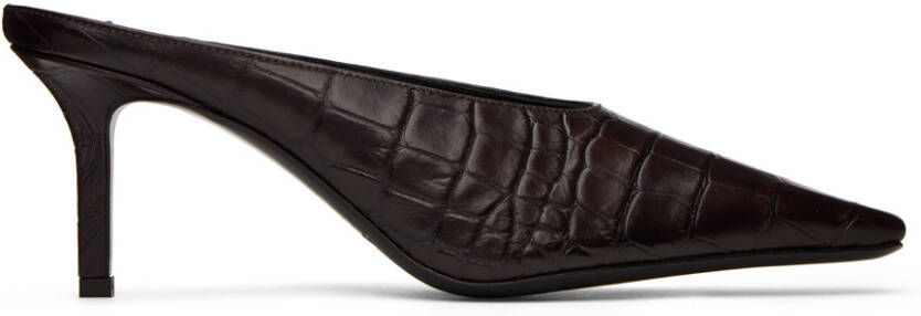 Acne Studios Brown Heeled Embossed Leather Mules