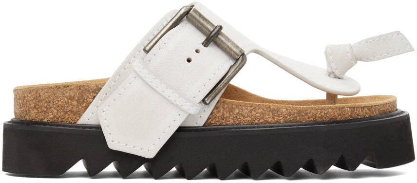 Acne Studios Off-White Leather Flat Sandals - Picture 5
