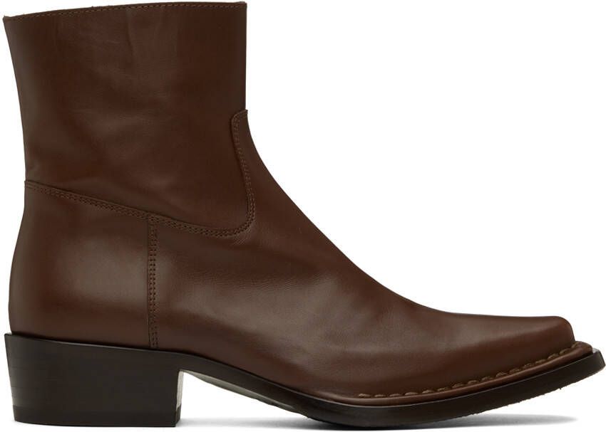 Acne Studios SSENSE Exclusive Brown Zip Boots - Picture 5
