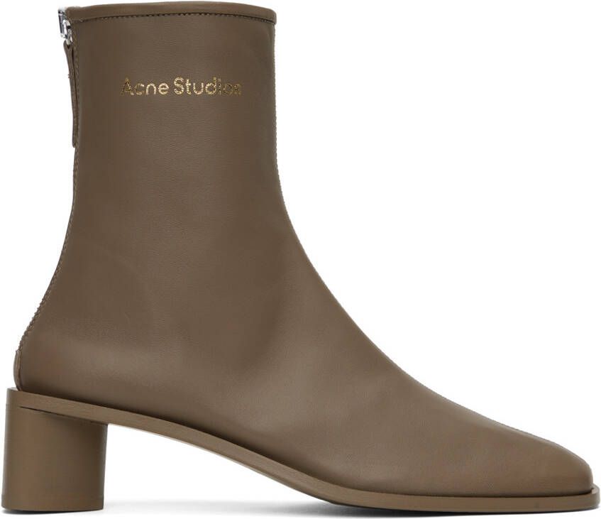Acne Studios Taupe Branded Logo Boots - Picture 5