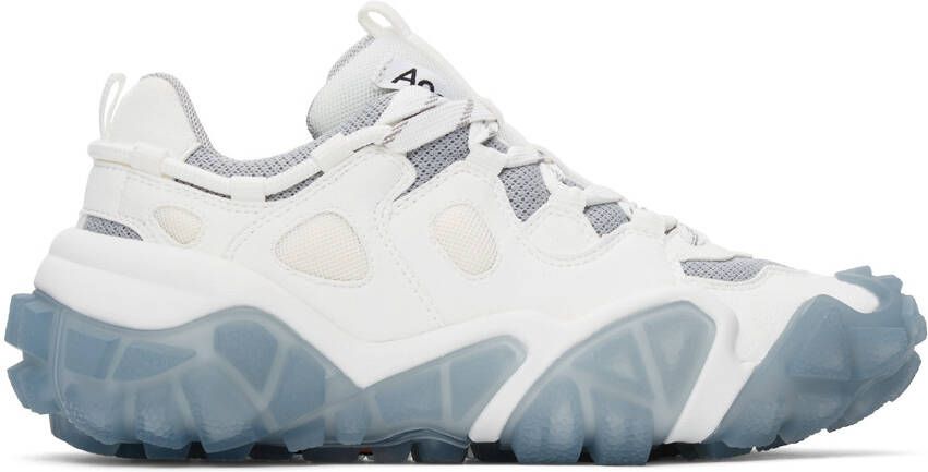 Acne Studios White & Blue Lace-Up Sneakers - Picture 4