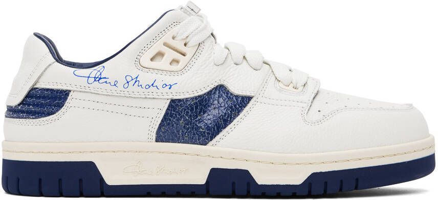 Acne Studios White & Navy Low Top Sneakers - Picture 5